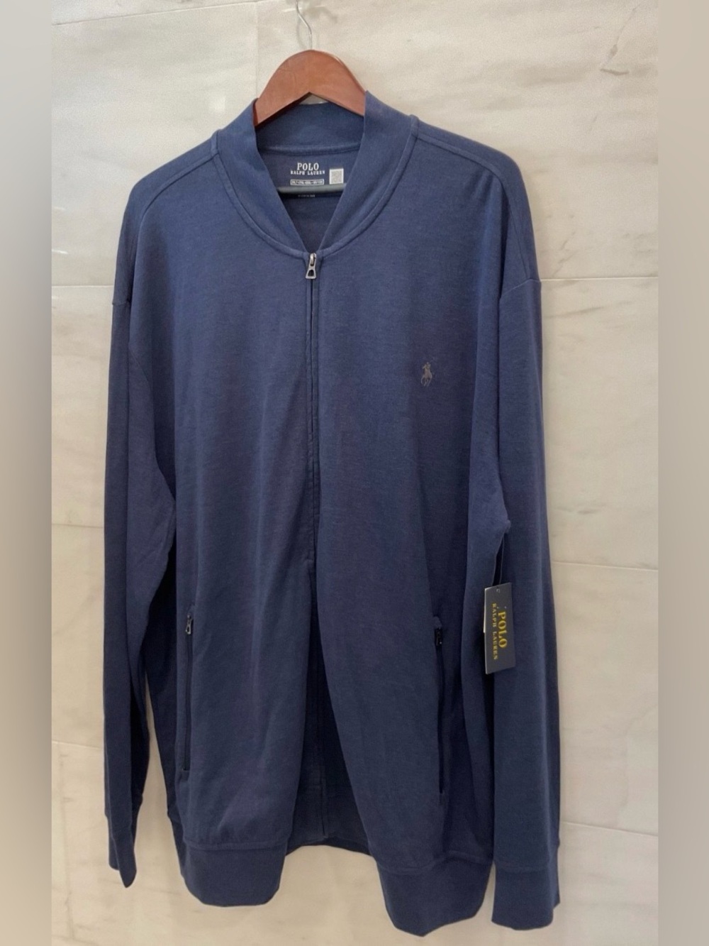 NWT Polo Ralph Lauren Big Tall HEATHER NAVY Full Zip Bomber Style Sweatshirt 2LT